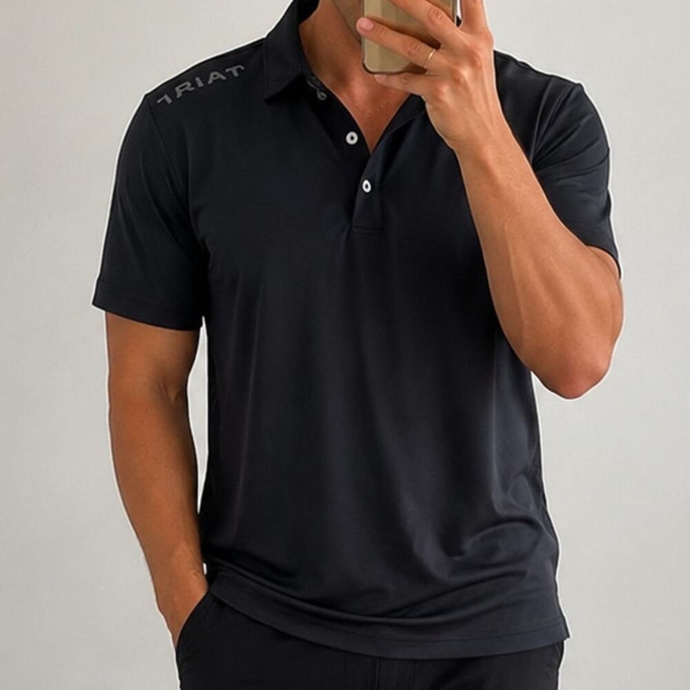 NWT Ariat🌿Tek Polo Shirt Mens XS Black Climatek Cooling UPF 50 Moisture Wicking